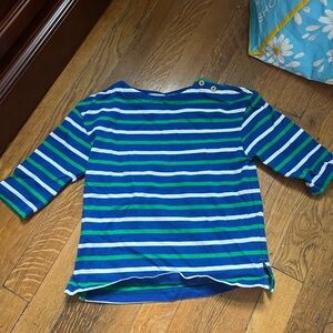 Boden Blue and Green Long Sleeve Tee Casual Stripes